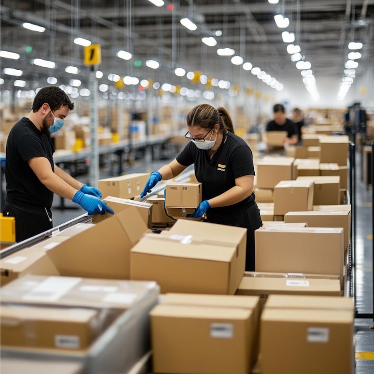 Warehouse packing team